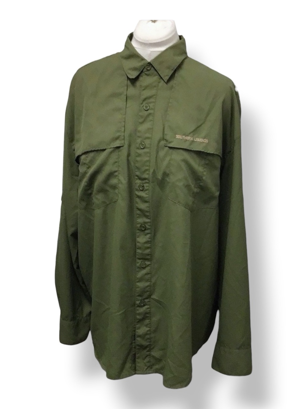 Southern Legends Mens Long Sleeve Button Down Performance Shirt, Size XL
